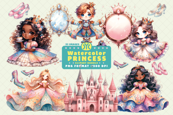 Download Watercolor Pink Princess Clipart, Prince - Premium Resources