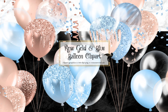 Download Rose Gold and Blue Balloons Clipart - Premium Resources