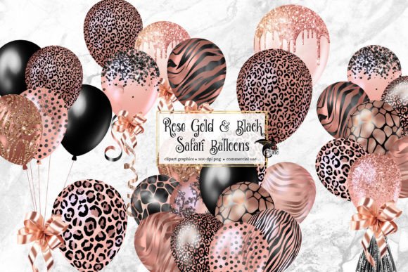 Download Rose Gold and Black Safari Balloons - Premium Bundle