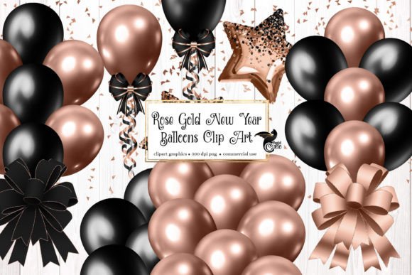 Download Rose Gold New Year Balloons Clipart - Premium Bundle