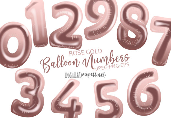 Download Number Balloons - Rose Gold - Premium Bundle